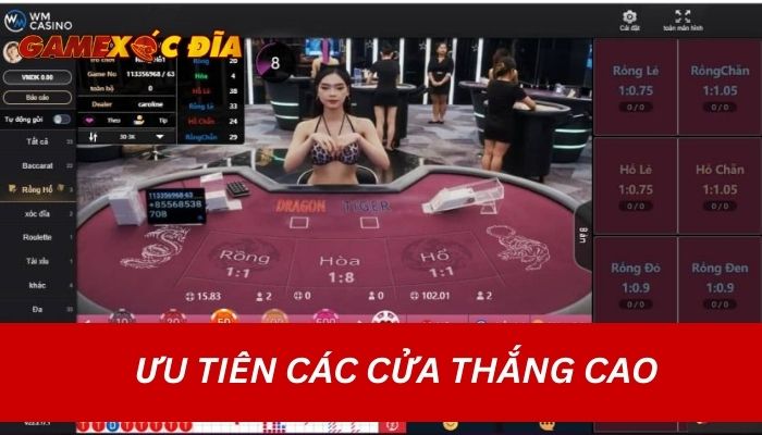 Ưu tiên các cửa thắng cao